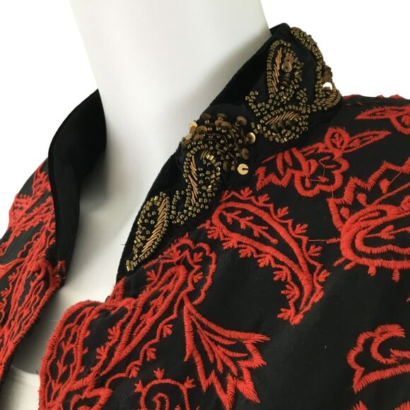 Chico's Jacket Paisley Embroidery Beaded Sequin Size S Petite Coachella Festival - Picture 6 of 16